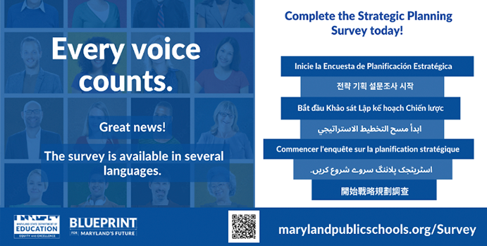 social media graphic example that says Every voice counts in white text over a blue background